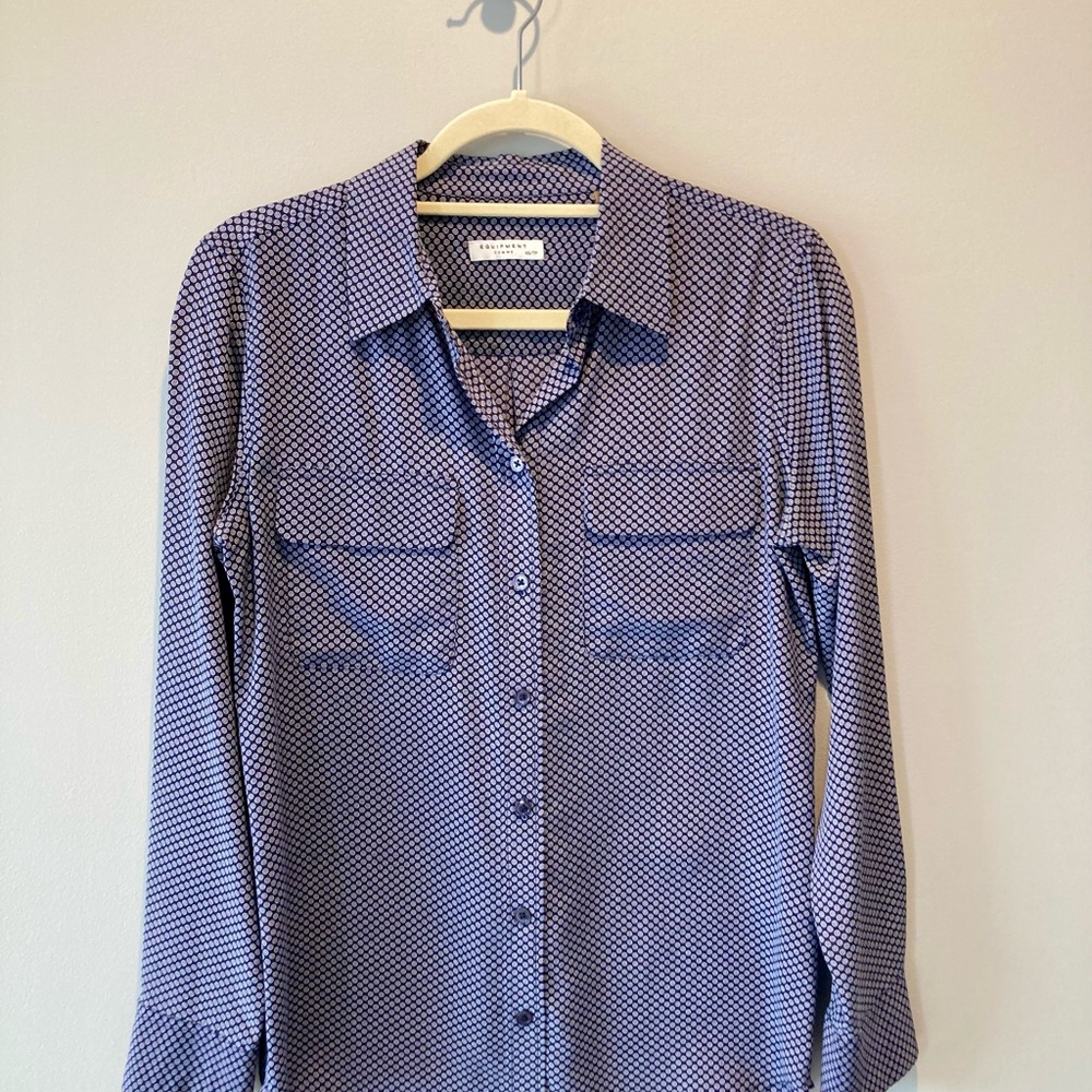 Equipment Navy Patterned Blouse